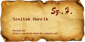 Szvitek Henrik névjegykártya
